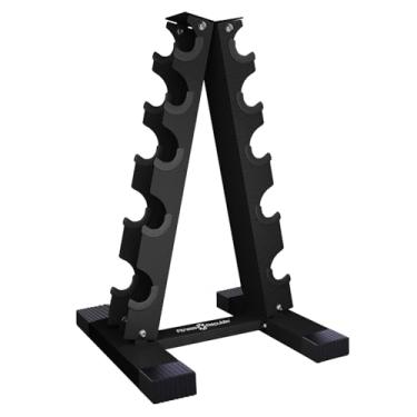 Imagem de Fitness Republic Suporte de suporte de halteres de aço sólido, suportes de armazenamento de halteres com moldura A, conjunto de halteres de pesos livres para exercícios de academia em casa, 5 prateleiras de peso para halteres, torre de peso, 5 suportes de halteres