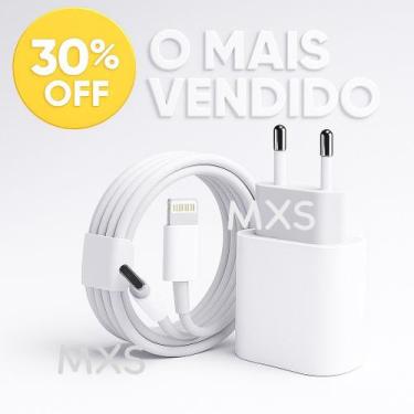 Imagem de Carregador Turbo Fonte 20w Usbc Completo Com Cabo Compatível Modelo Ip