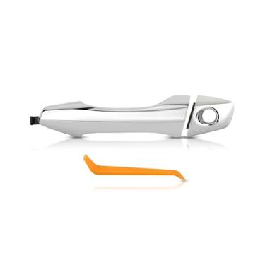 Imagem de Maçaneta externa dianteira esquerda cromada para Hyundai Santa Fe 2013-2019, Santa Fe Sport 2013-2018, Santa Fe XL 2013-2019, lado externo do motorista com ferramenta de remoção de tampa e acabamento