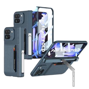 Imagem de HAOMRIYL Capa para Google Pixel 10 Pro Fold, compartimento para cartão, capa com suporte ajustável com protetor de lente de tela, dobradiça antiarranhões, verde, dobra 10Pro