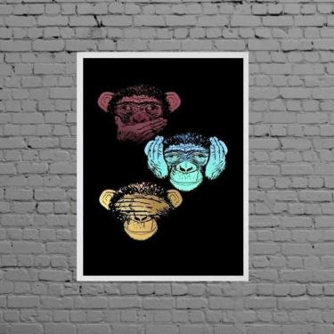 Imagem de Quadro Três Macacos Sábios 33X24Cm Branca