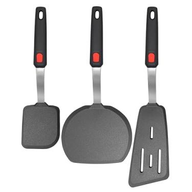 Imagem de Conjunto de 3 espátulas de silicone flexíveis, 315 ºC, conjunto de espátulas de silicone resistentes ao calor para panelas antiaderentes, utensílios de cozinha mistos, espátulas e espátulas - Aderência de silicone resistente ao calor