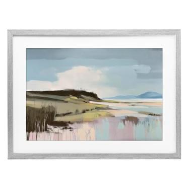 Imagem de Stupell Industries Impressão emoldurada moderna Verdant Waters cinza design sob vidro por Elara Yasna, 17 x 23