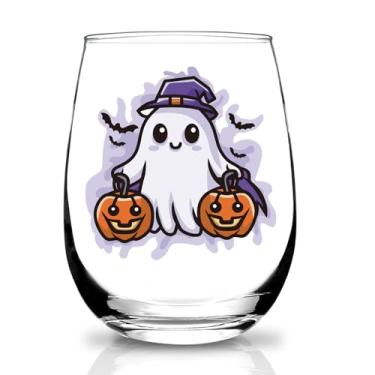 Imagem de SOCOARZR Taça de abóbora fantasma de Halloween, presentes temáticos de Halloween para mulheres, meninas, amigas, presentes de outono, fantasma de abóbora, taça de vinho de 425 g