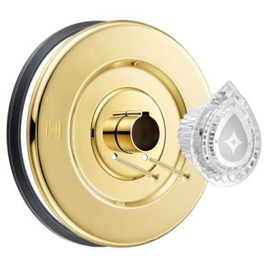 Imagem de Enhon Kit de acabamento de banheira e chuveiro, acabamento de chuveiro compatível com Moen Chateau T470 válvula de chuveiro de manípulo único, tubo de parafusos de escudo e alça (latão polido)