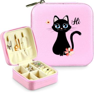 Imagem de BJDAMAI Caixa de joias, presentes de gato preto para adolescentes, adolescentes, crianças, 6, 7, 8, 9, 10, 11, 12, 12, para amantes de gatos pretos, itens de decoração, anel de viagem, brincos, colar