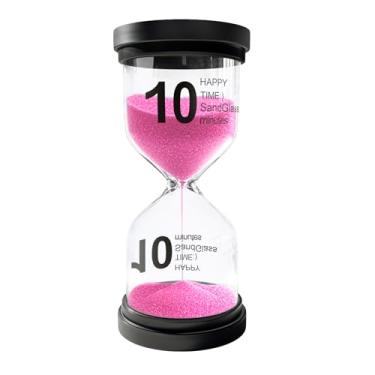Imagem de Temporizador de areia de 10 minutos, relógio de areia de plástico para crianças, ampulheta acrílica inquebrável, pequena ampulheta de 10 minutos para sala de aula, jogos, decoração (rosa)