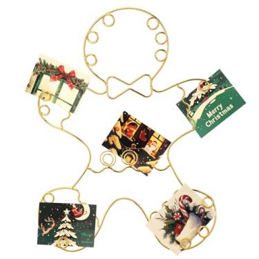 Imagem de Fullhawl Suporte de cartão de Natal espiral de metal guirlanda de Natal para pendurar na parede, porta-cartões de felicitações, laço de arame, exibição de imagem, decoração de parede (homem de