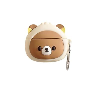Imagem de Rertnocnf Capa compatível com Airpods 4 2024, capa com design fofo de urso Kawaii, acessórios de fones de ouvido portáteis modernos, de silicone macio, sem fio, protetor à prova de choque com gancho
