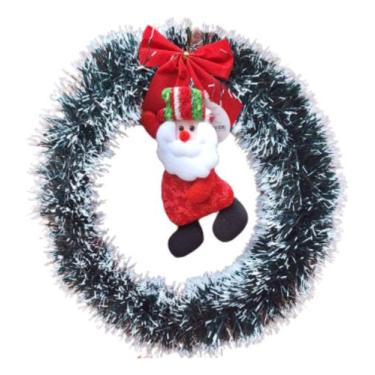 Imagem de Guirlanda Nevada De Natal Para Porta Com Papai Noel Pronta - Top Maste