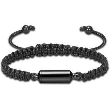 Imagem de Oinsi Pulseira de pedra vulcânica com tubo memorial urna joia para cinzas de entes queridos pulseira de cremação feminina masculina comprimento ajustável, Small, Aço inoxidável, aço inoxidável