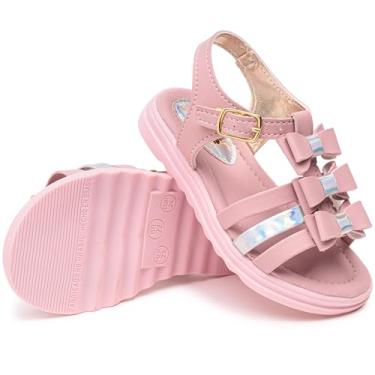 Imagem de Sandália Infantil Menina Moda Princesa Laços, Branca, Rosa, Ouro, Leve e Confortável, 20 ao 27 (8092-san-3lacos-rosa-20)