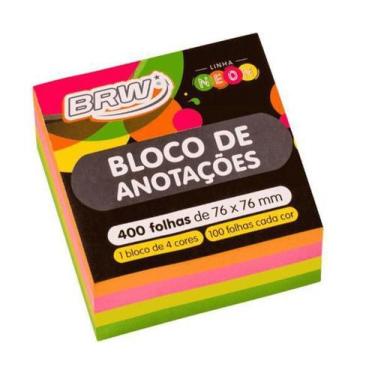 Imagem de Bloco Adesivo Anotacoes Post-It 76X76 Neon 400Fls Brw