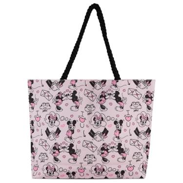 Imagem de Disney Sacola Mickey and Stitch - Meninas, meninos, adolescentes, adultos - Mickey Minnie Mouse, Stitch, bolsa de viagem clássica de lona, Rosa claro, One Size