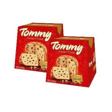Imagem de 2 Panettone Tommy Frutas Cristalizadas Presente Natal 400g