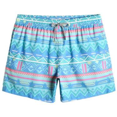 Imagem de Calções de banho Mamagic Masculinos Quick Dry Beach Shorts Totem Blue 