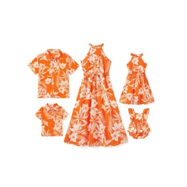 Imagem de Roupas havaianas combinando PATPAT Family Dress Orange 2T