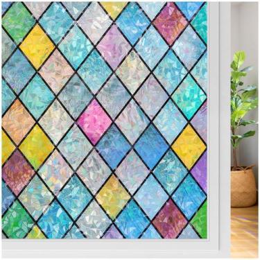 Imagem de Filme de janela rabbitgoo Stained Glass Rainbow 45x300cm