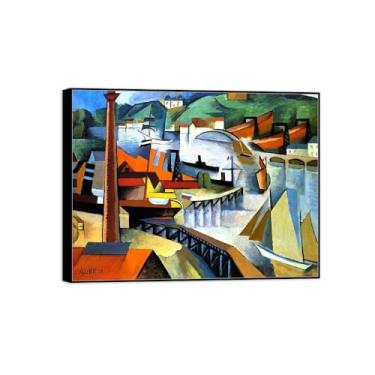 Imagem de Impressão em tela pintura famosa arte de parede imagem entrando na bacia do rio pôster moldura preta para sala de estar banheiro decoração de casa 40 x 50 cm 16 x 20 pol