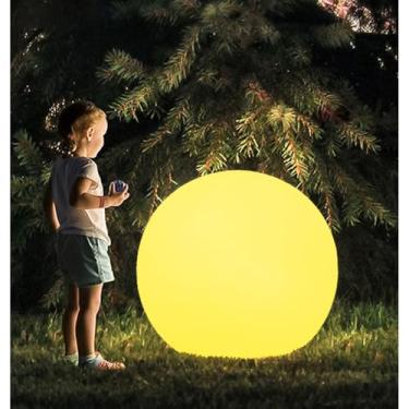 Imagem de BALMOST Luminária De Chão Led Brilhante De 20 Pol. Com Globo, Rgb Regulável E Que Muda De Cor, Com Controle Remoto, Grande Luz De Bola De Jardim Recarregável Para Áreas Externas, Lâmpada De Globo Il