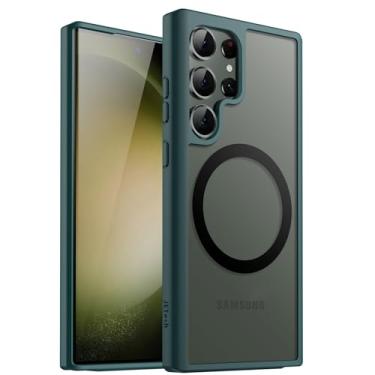 Imagem de JETech Magnético Capa para Samsung Galaxy S23 Ultra 5G 6,8 Polegadas, Compatível com Acessórios MagSafe, Case Estojo de Telefone Translúcida Fosca Traseira à Prova de Choque (Verde Meia-Noite)
