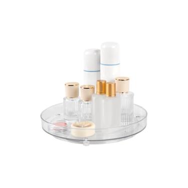 Imagem de Organizador de maquiagem giratório transparente 360 para penteadeira, organizador de cosméticos Lazy Susan de grande capacidade para cômoda, bancada, banheiro, armário, cozinha, geladeira