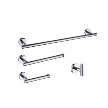 Imagem de Conjunto de acessórios para banheiro em ouro escovado, suporte para toalhas de parede em aço inoxidável, suporte para papel higiênico, gancho para roupão, cromado, conjunto com 4 peças