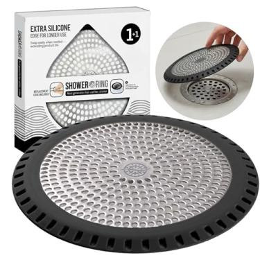 Imagem de TUB RING Ultra Showerring, O Protetor de Ralo de Chuveiro Definitivo/Pegador de Cabelo/Filtro/Armadilha/Capa (Preto)