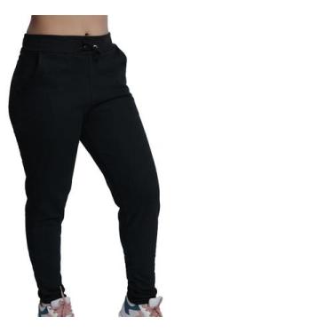 Imagem de Calça Feminina Moletom Lisa Modelo Slim Punho - lgamn, Preto, P