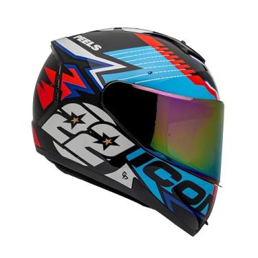 Imagem de Peels Capacete Fechado Moto Icon RT Preto/Azul 62 com óculos interno e viseiras Camaleão e Cristal