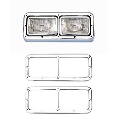 Imagem de SEPEY P Moldura cromada de farol de 30 cm para Kenworth T600 W900 Peterbilt379 par retangular duplo LH+RH, 2 peças