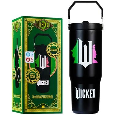 Imagem de Get Trend Copo Wicked com canudo 850 g copo isolado para crianças adolescentes com alça de tampa copos de caneca de viagem com tampas para presentes esportivos escolares para crianças (Black Wicked)