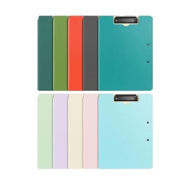 Imagem de Pastas 10 peças de pasta prancheta com capa dobrável, resistente clipe duplo, organizador arquivo contrato, fichário para material escritório