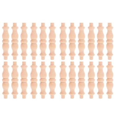 Imagem de LOGOFUN 24pcs Wooden Baluster Spindles Furniture Staircase Decoration Unfinished Craft Newel Post Easy Install Accessories 8.5x1.7cm