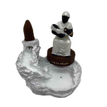 Imagem de Incensário Cascata Preta Velha Em Resina 12 Cm