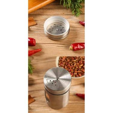 Imagem de Porta Condimentos Saleiro Inox E Vidro Com Visor Médio