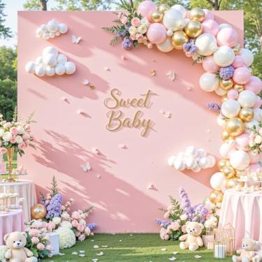 Imagem de Capa de fundo de arco quadrado rosa empoeirado 1,8 m x 1,8 m, capas de arco elástico elastano capa de arco ajustável para fotos de balões para decoração de festa de aniversário de casamento, formatura