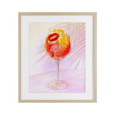 Imagem de Stupell Industries Impressão emoldurada retrô e tropical Aperol Spritz Birch sob vidro, design de Ziwei Li, 21 x 17