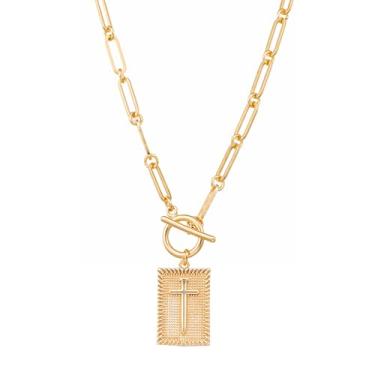 Imagem de Colar feminino com pingente de prata em ouro 14K, cruz, olho turco, coração, virgem maria, girassol, clipe de papel, gargantilha de Natal, aniversário, joias presentes, Large, Bronze, Sem Pedra