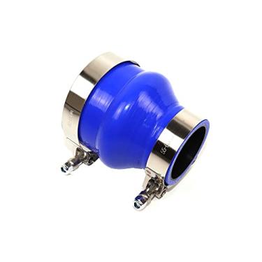 Imagem de TenkeAuto Combo Acoplador de silicone para mangueira redutora de corcunda com 4 camadas de alto desempenho de 5 cm para 7,6 cm ID com braçadeiras de parafuso T de aço inoxidável 304 (5 cm a 7,6 cm, azul)