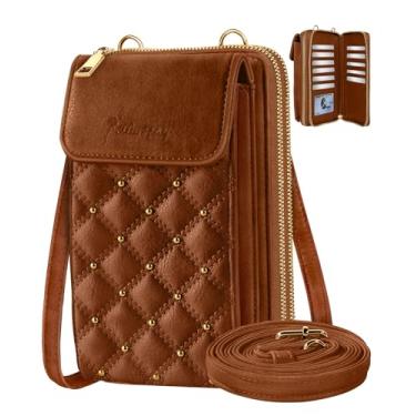 Imagem de Miss Adola Bolsa de celular feminina - bolsa tiracolo pequena de couro fofa para meninas, carteira feminina com alça ajustável com zíper e compartimentos para cartões, amarela