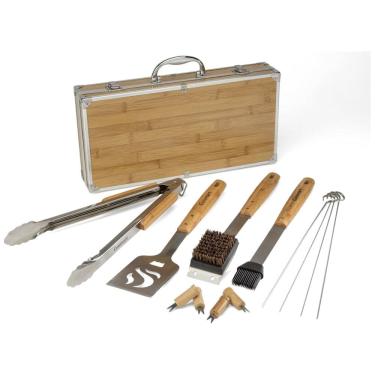 Imagem de Kit Estojo Grill, Churrasco de Bambu 13 Peças, CUISINART CGS 7014, Marrom Claro