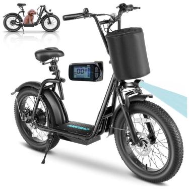 Imagem de Scooter Elétrica para Adultos até 136 kg, Velocidade Máxima de 32 km/h e Alcance de 48 km com Tela de LCD, Assento Ajustável e Cesta