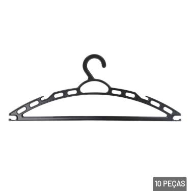 Imagem de Cabide de Plástico 10 Peças Adulto Pretos - Tudo em Caixa