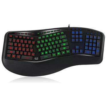 Imagem de Teclado Ergonômico Sem Fio Recarregável Reduz a Tensão das Mãos com Luz LED, ADESSO AKB 150EB, Verde