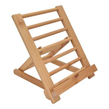 Imagem de Suporte de bambu para tablet, dobrável, multiângulo, universal, para telefone, tablet, laptop, leitura, cozinha, material, 17x22cm