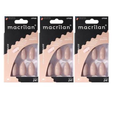 Imagem de Kit 3 Unhas Postiças Stiletto Nude UP506 - Macrilan