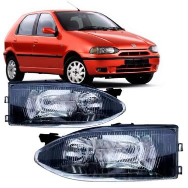 Imagem de Par Farol Máscara Negra Palio Siena Strada 1999 À 2000 Foco Duplo