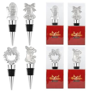Imagem de Conjunto de 12 peças de rolhas de garrafa de vinho de Natal para decoração de férias, lembrancinhas de festa de Natal para decoração de inverno, rolha de vinho de Natal, presente para lembrança de