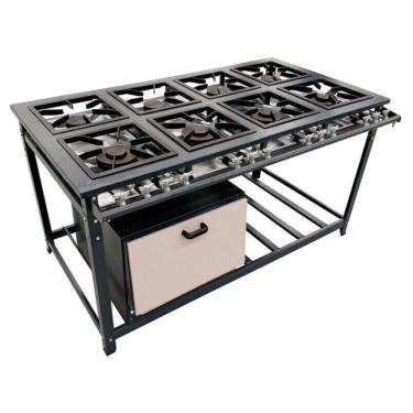 Imagem de Fogão Industrial 8 Bocas Duplas 40x40 P8 com Forno Leona
